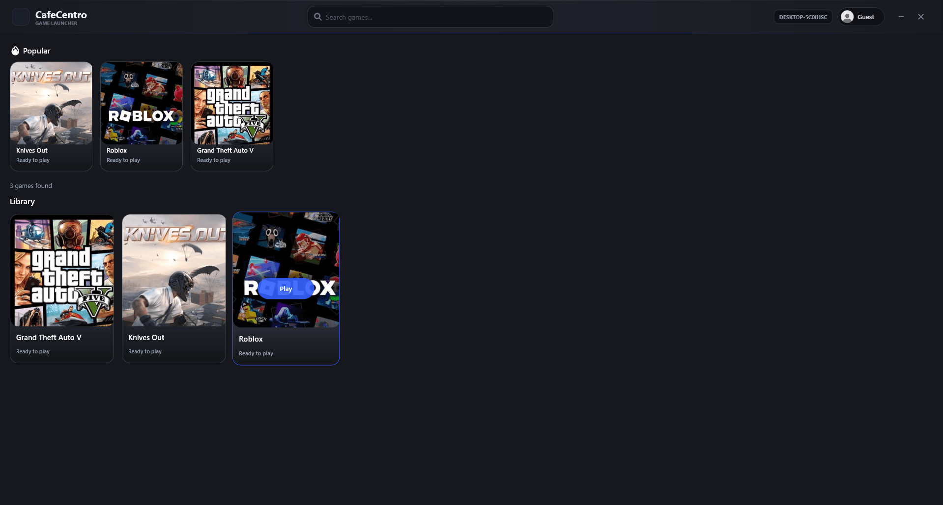 Customer game launcher