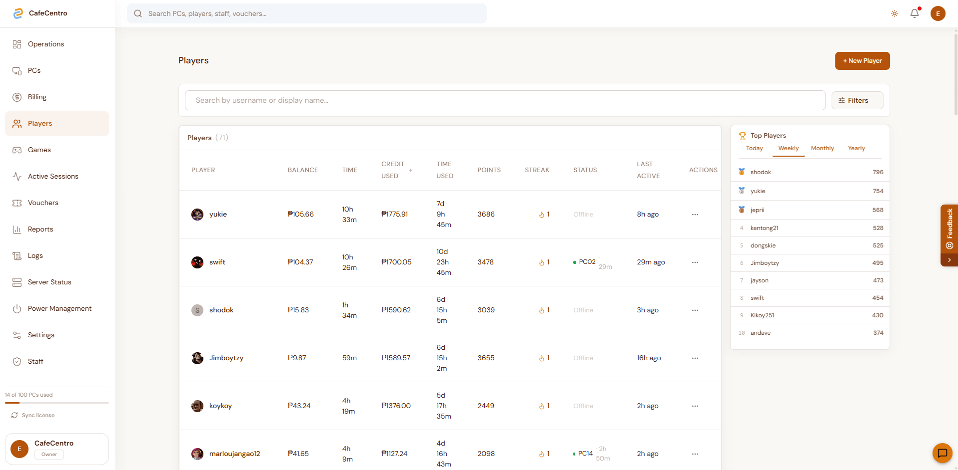 Player records in one place